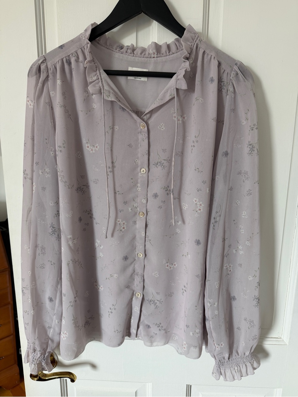 Wilfred Lavender Ruffle Tie-Neck Blouse